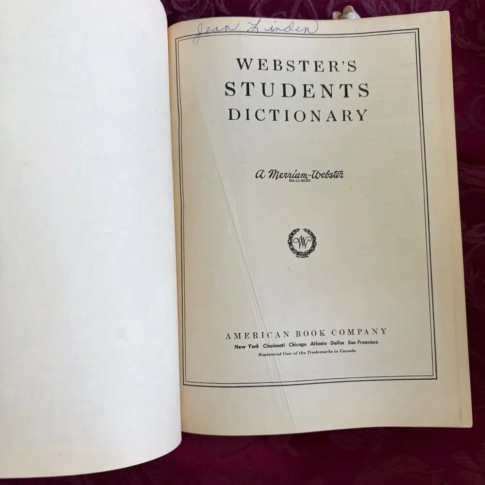 1956 Webster's Students Dictionary, Vintage Dictionary, American Book Company